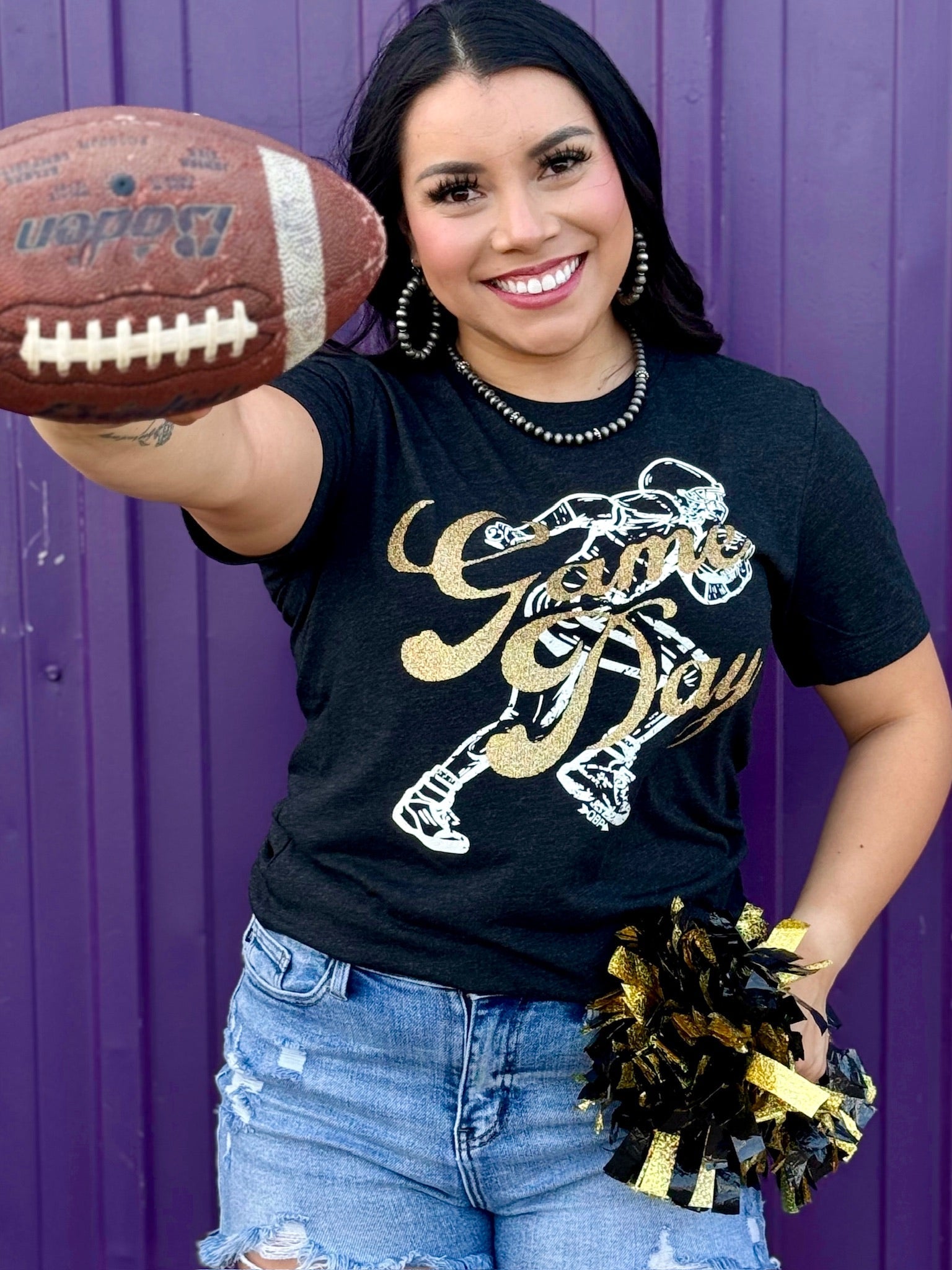 Football Player with Game Day Glitter Tee