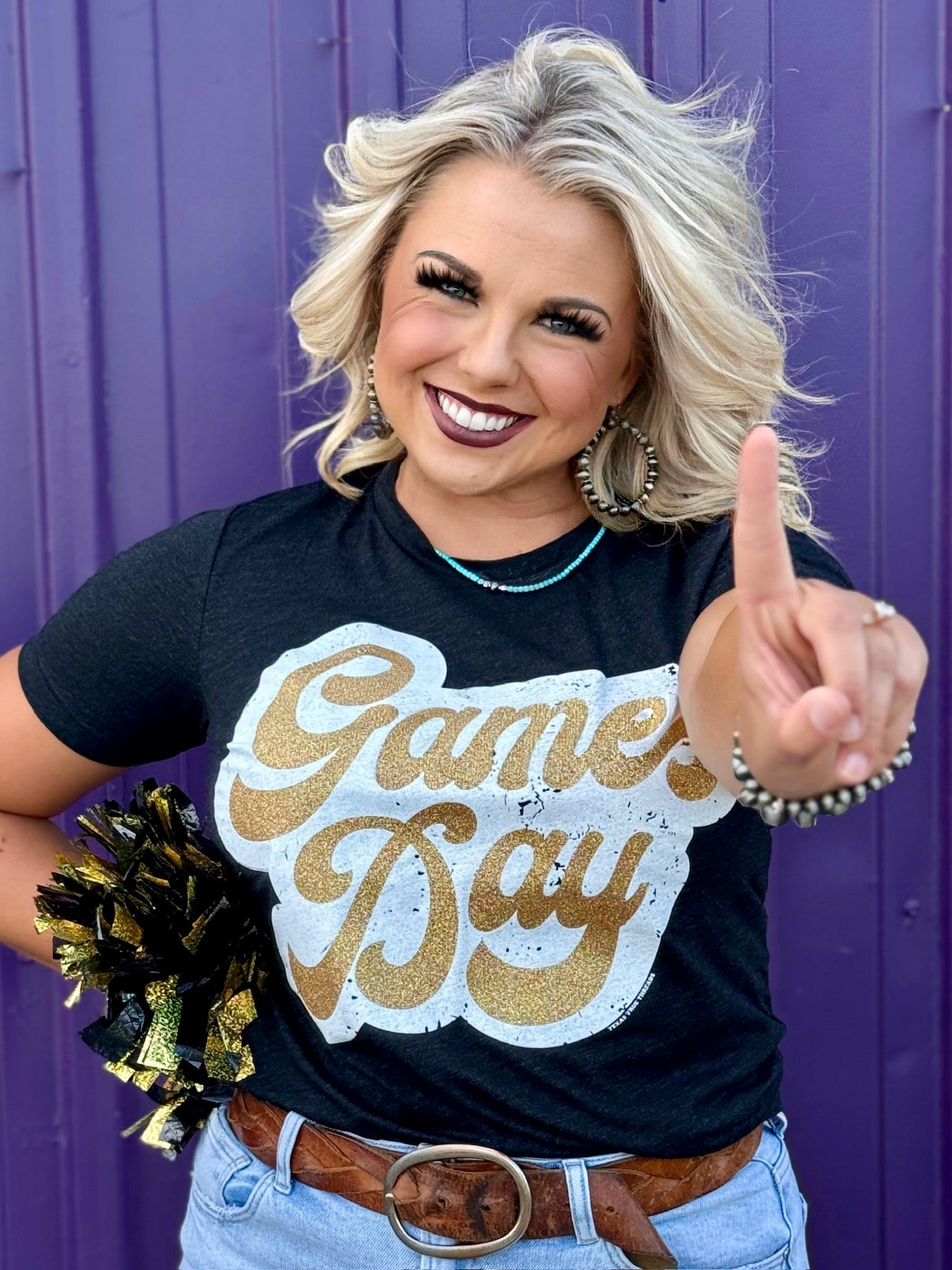 Sync Logic - Big Game Day Retro Glitter Tee