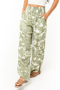 Pants - Amber Smock Pants Floral Maize Chai Tea