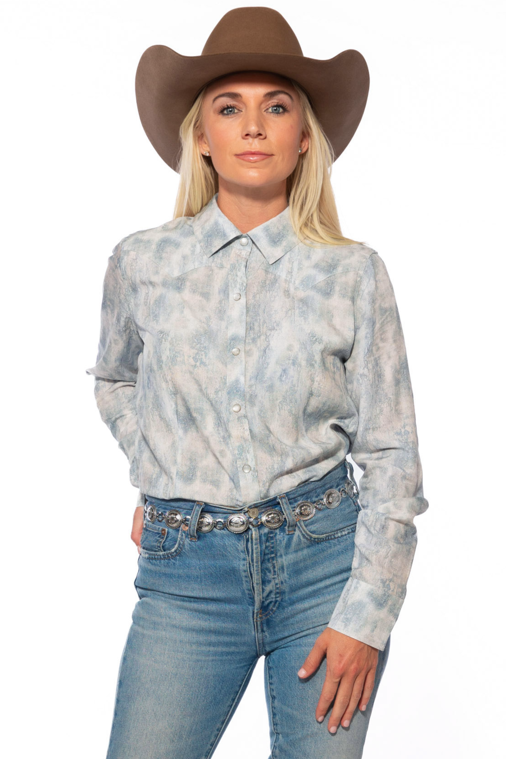 Top - Cheyenne Western Shirt Ice Blue