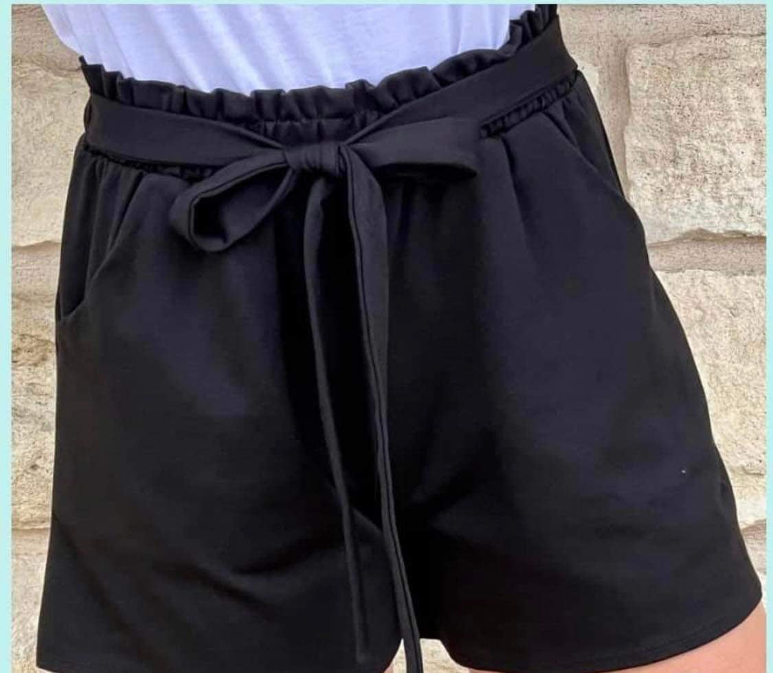 Brenna Black Tie waist shorts